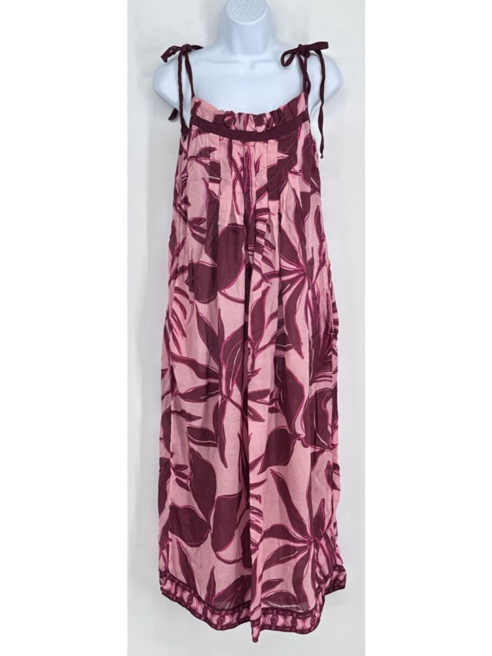 Tuckernuck S Floral Sleeveless Maxi Dress Adjustable Tie Straps Beach Resort